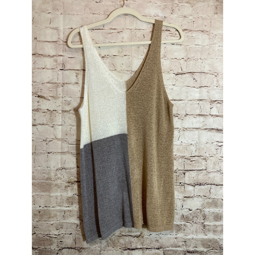 Colorblock Knit Top Womens Large Lagom Minimalist Tank Layering Piece Capsule
